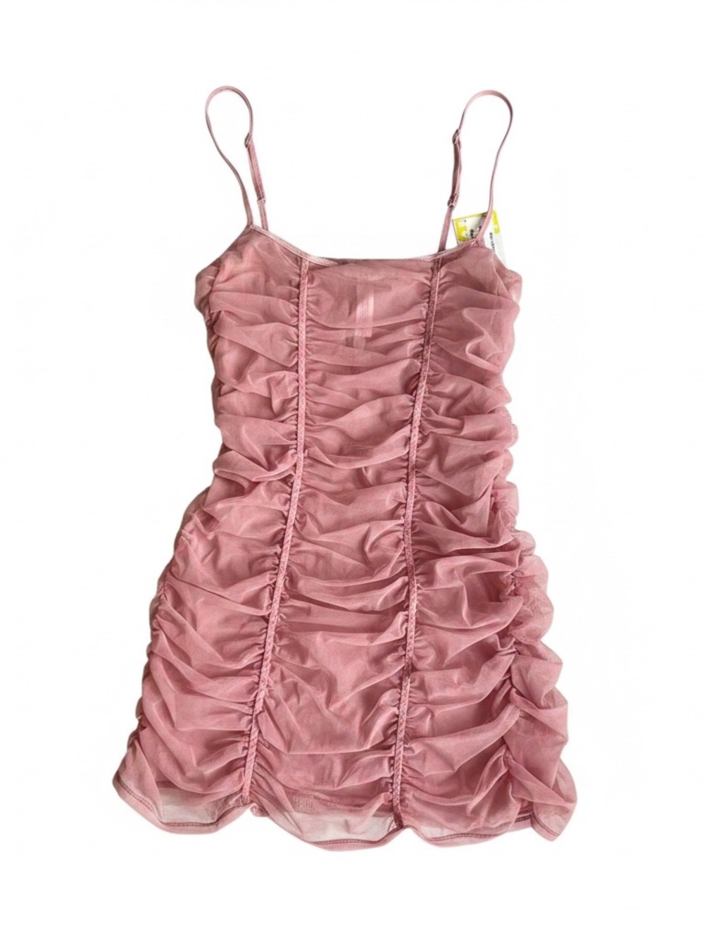 Ruched Pink Mesh Chemise Slip